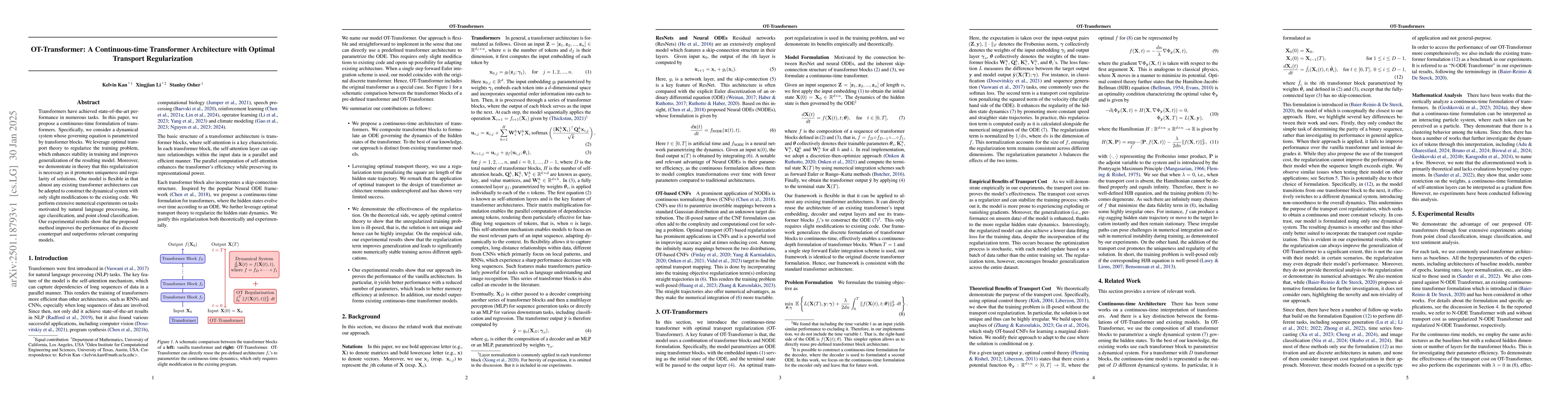Thumbnail for OT-Transformer: A Continuous-time Transformer Architecture with Optimal
  Transport Regularization