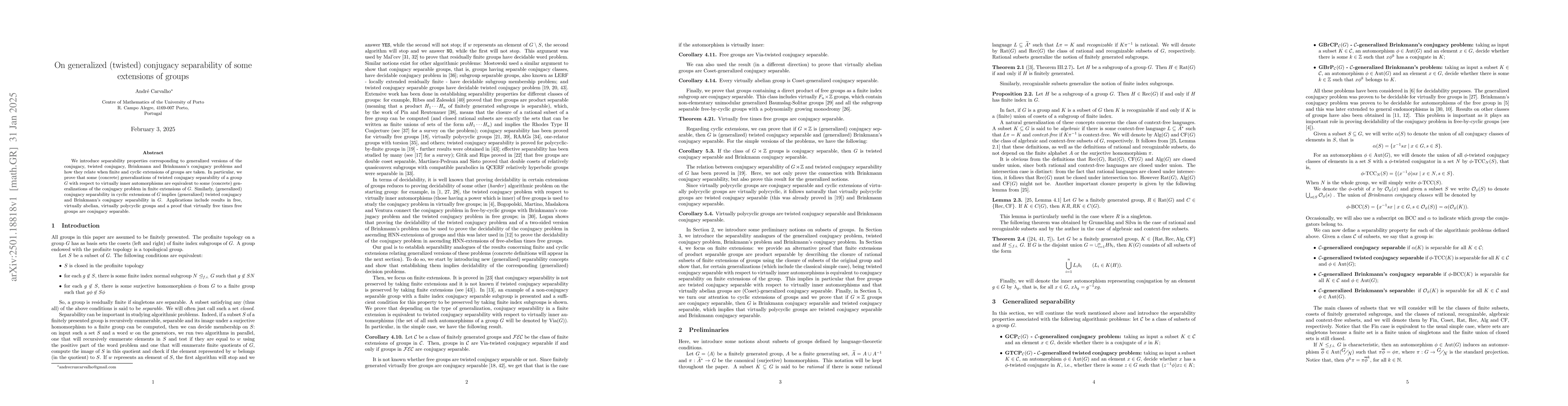 Thumbnail for On generalized (twisted) conjugacy separability of some extensions of
  groups