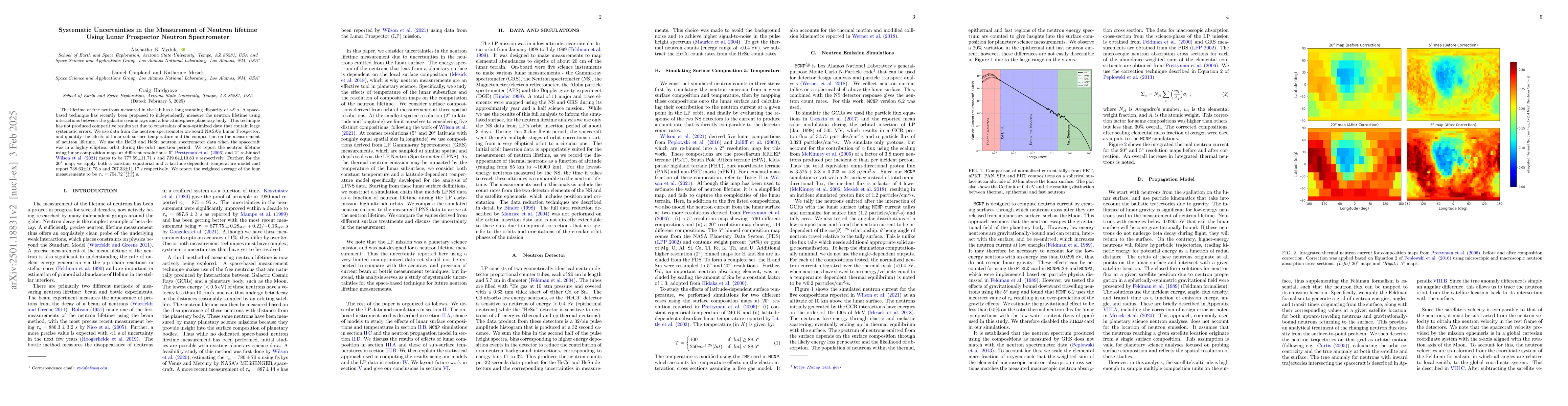 Thumbnail for Systematic Uncertainties in the Measurement of Neutron lifetime Using
  Lunar Prospector Neutron Spectrometer