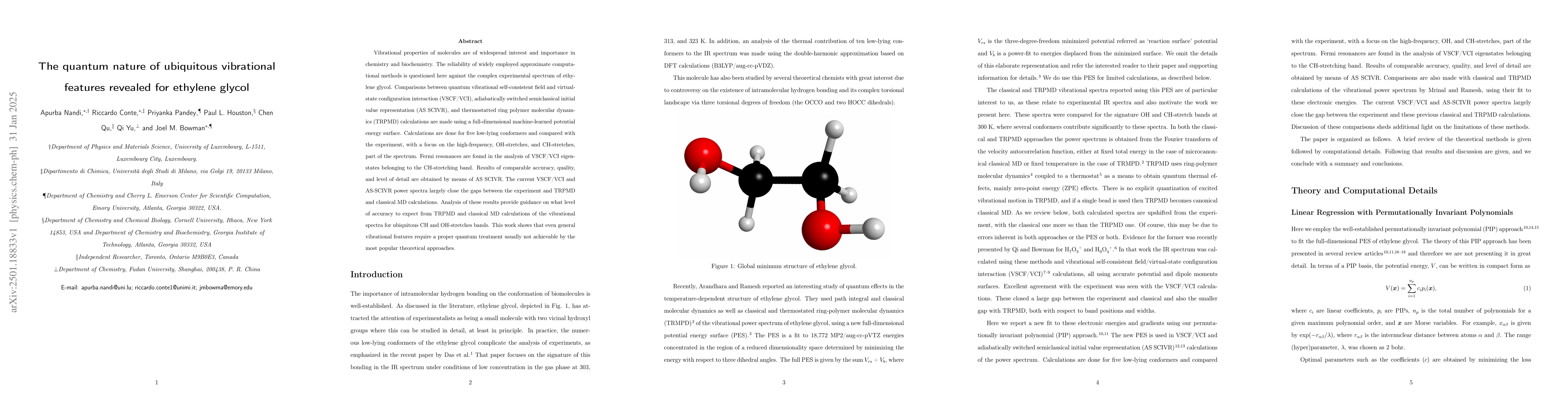 Thumbnail for The quantum nature of ubiquitous vibrational features revealed for
  ethylene glycol