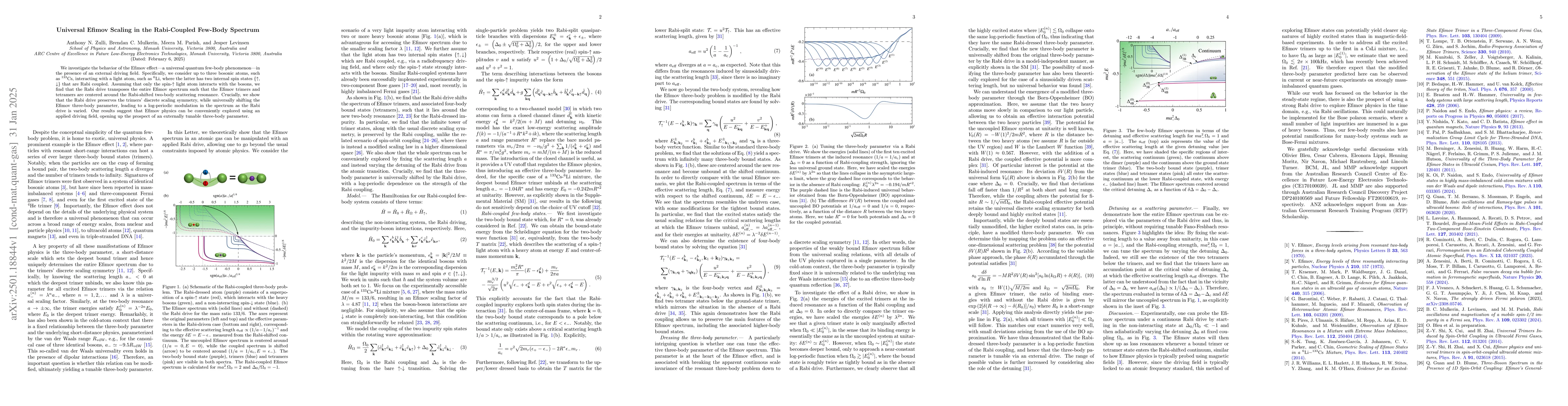 Thumbnail for Universal Efimov Scaling in the Rabi-Coupled Few-Body Spectrum