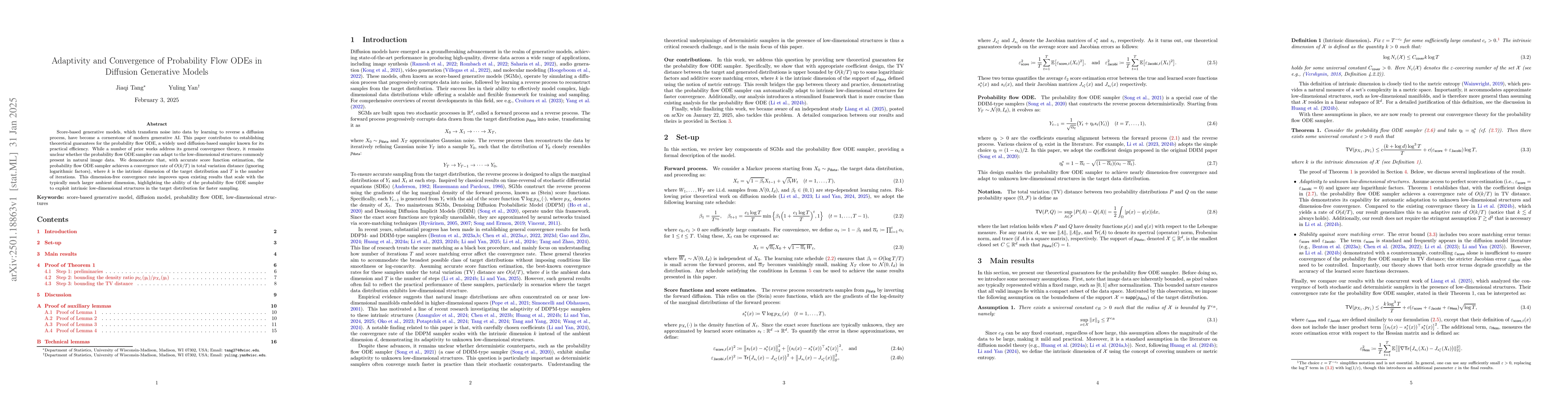 Thumbnail for Adaptivity and Convergence of Probability Flow ODEs in Diffusion
  Generative Models