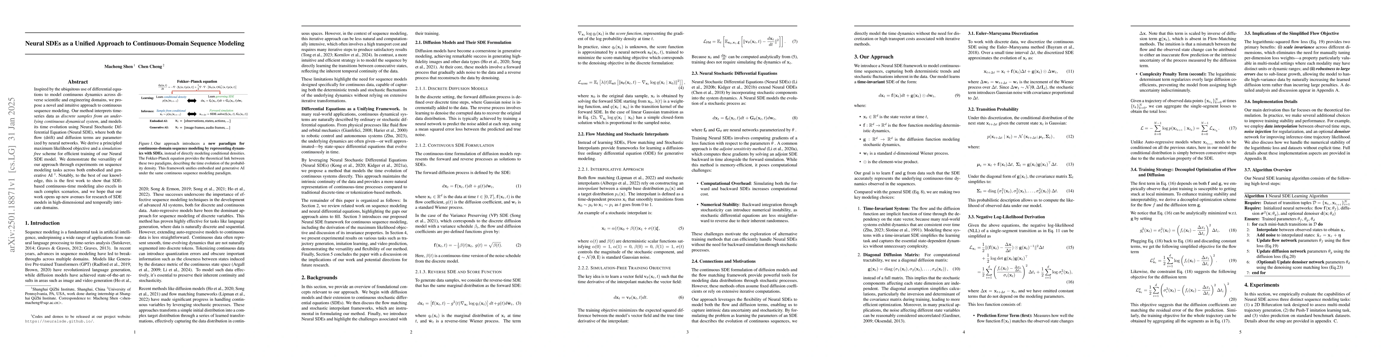 Thumbnail for Neural SDEs as a Unified Approach to Continuous-Domain Sequence Modeling