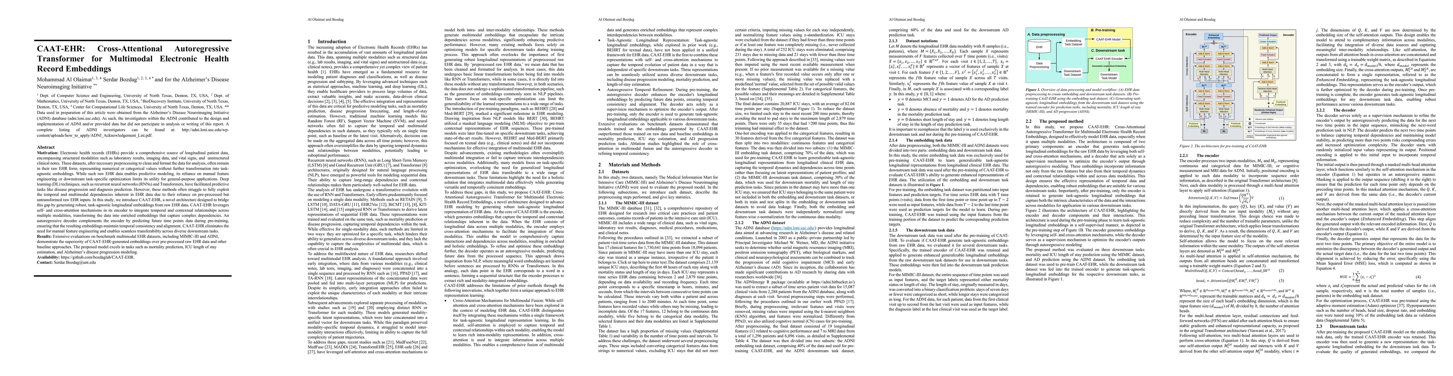 Thumbnail for CAAT-EHR: Cross-Attentional Autoregressive Transformer for Multimodal
  Electronic Health Record Embeddings