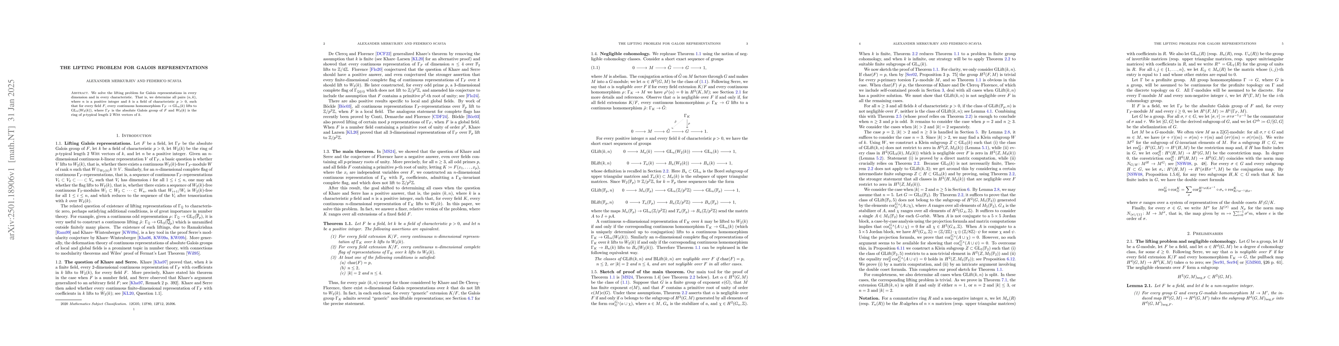 Thumbnail for The lifting problem for Galois representations