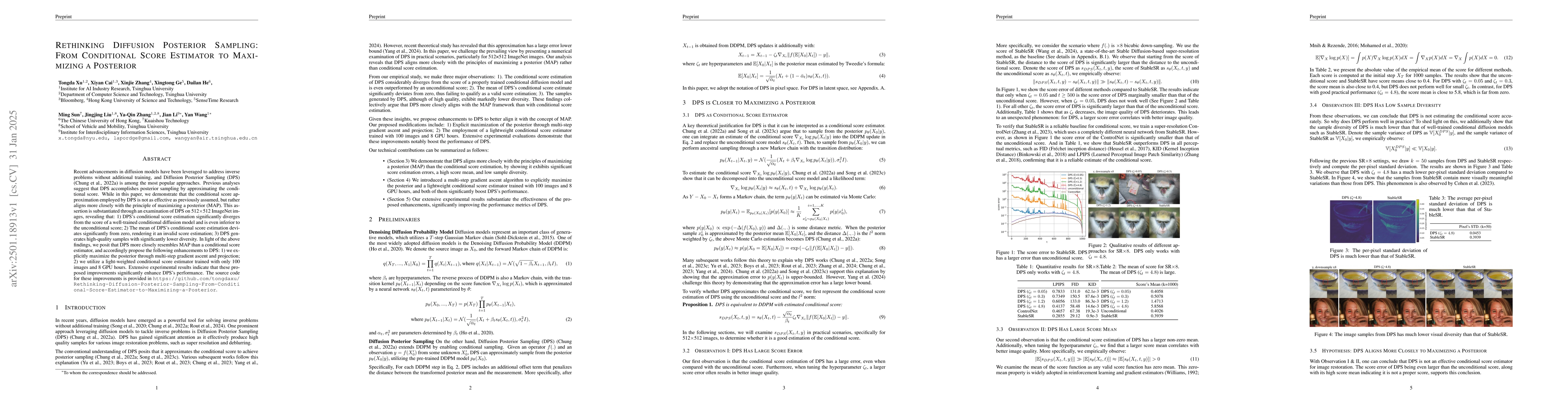 Thumbnail for Rethinking Diffusion Posterior Sampling: From Conditional Score
  Estimator to Maximizing a Posterior