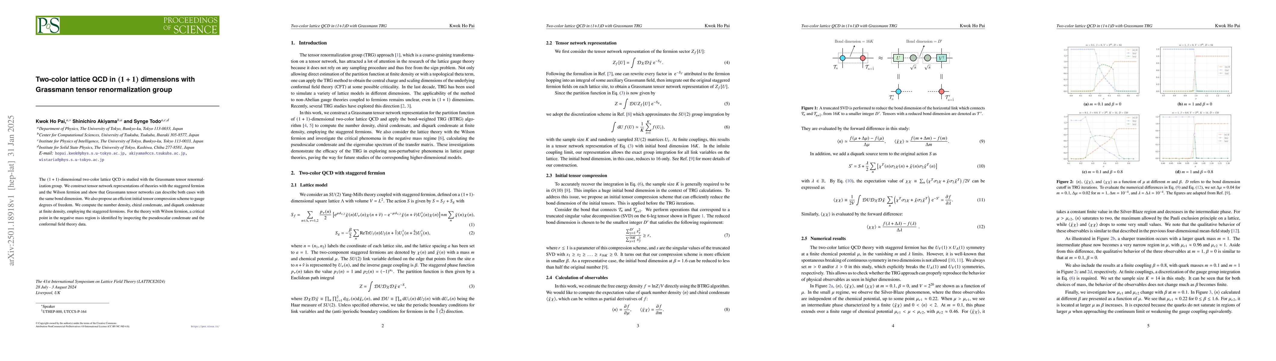Thumbnail for Two-color lattice QCD in $(1+1)$ dimensions with Grassmann tensor
  renormalization group