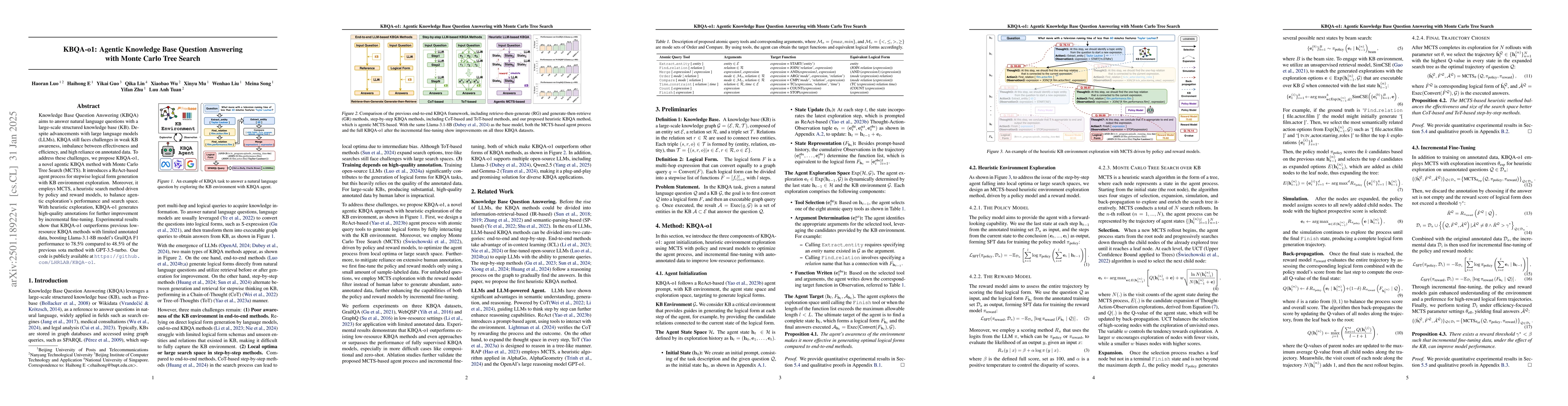 Thumbnail for KBQA-o1: Agentic Knowledge Base Question Answering with Monte Carlo Tree
  Search