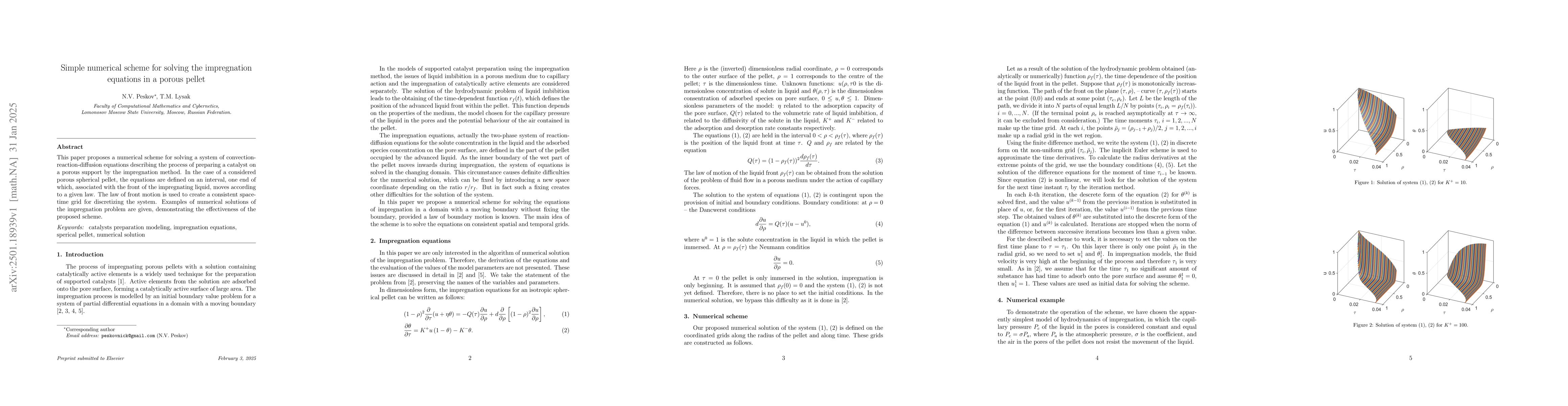 Thumbnail for Simple numerical scheme for solving the impregnation equations in a
  porous pellet
