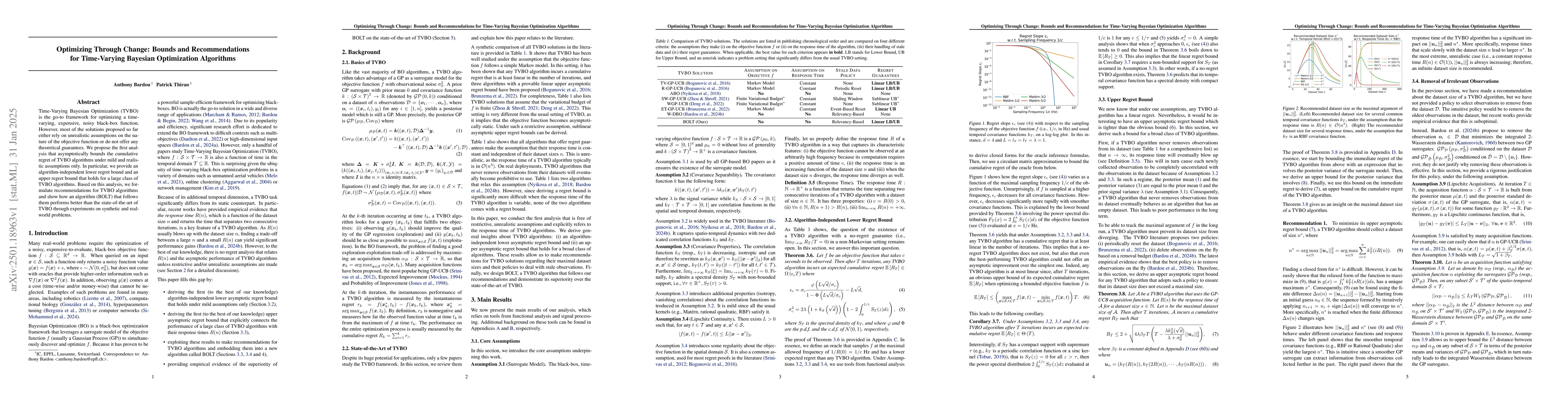 Thumbnail for Optimizing Through Change: Bounds and Recommendations for Time-Varying
  Bayesian Optimization Algorithms