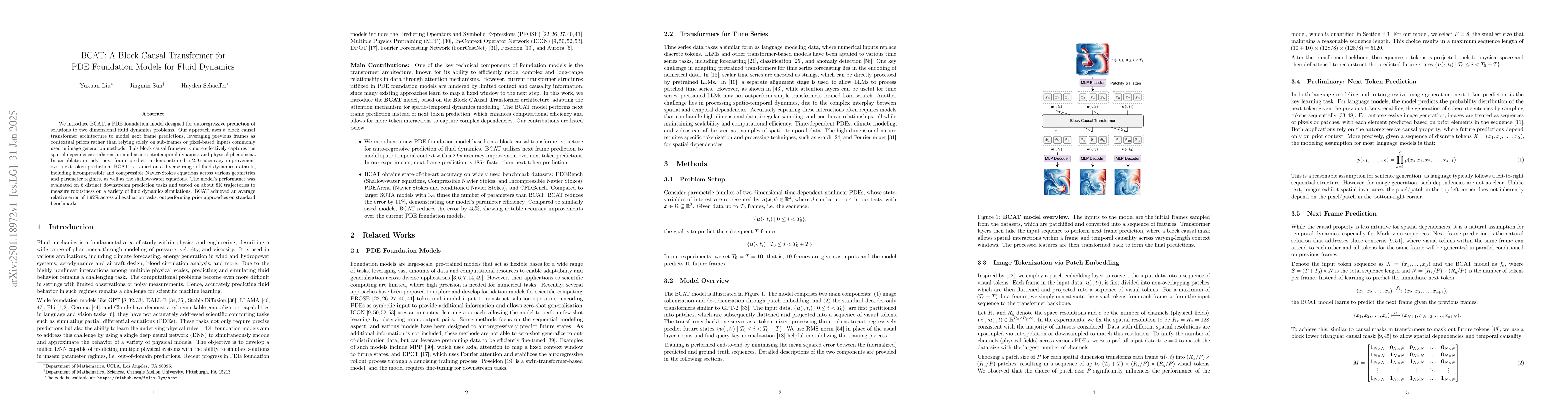 Thumbnail for BCAT: A Block Causal Transformer for PDE Foundation Models for Fluid
  Dynamics