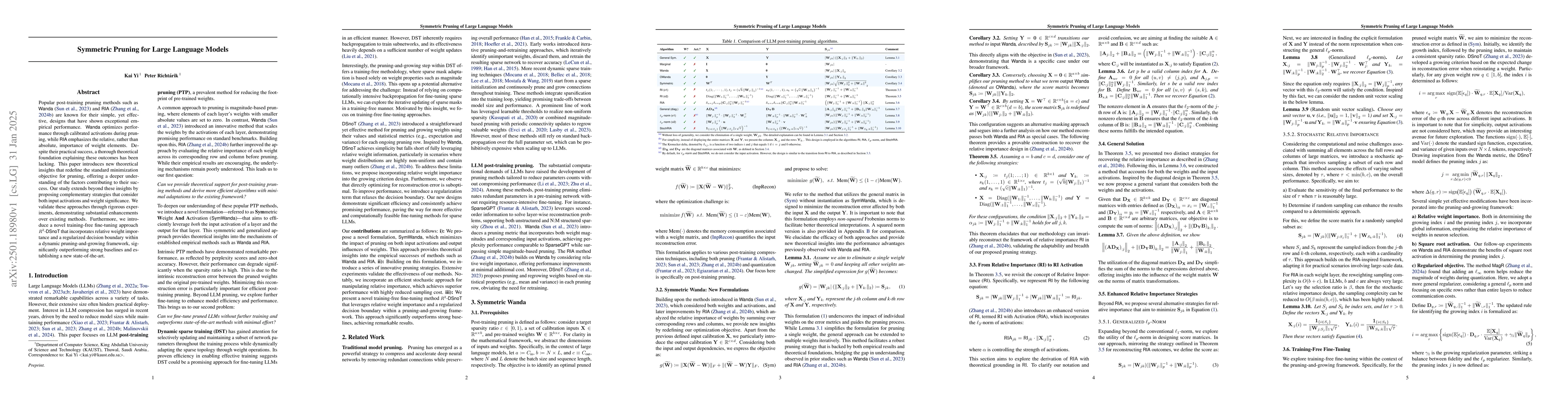 Thumbnail for Symmetric Pruning of Large Language Models