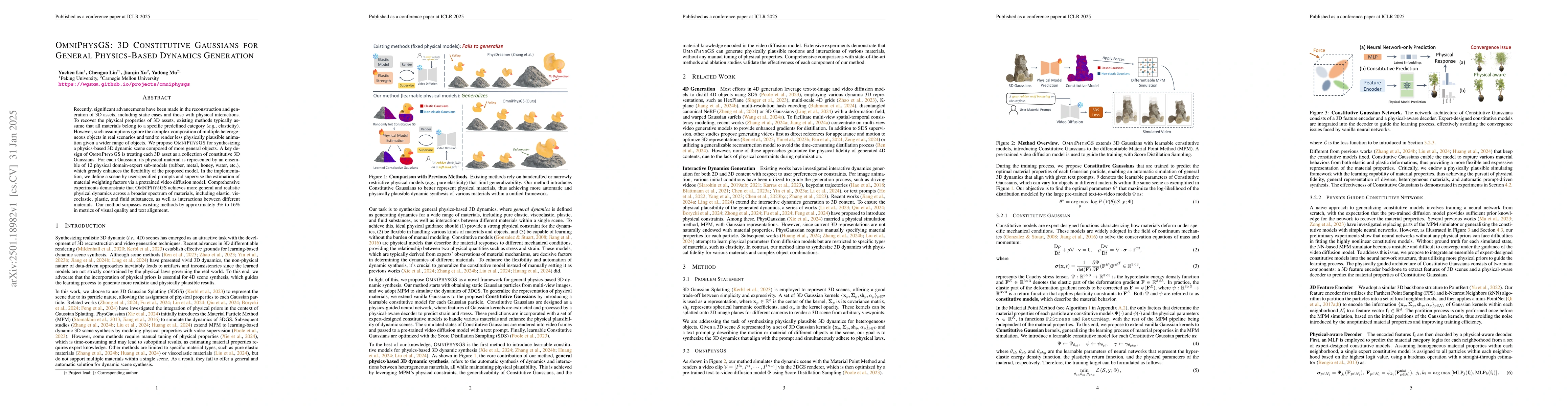 Thumbnail for OmniPhysGS: 3D Constitutive Gaussians for General Physics-Based Dynamics
  Generation