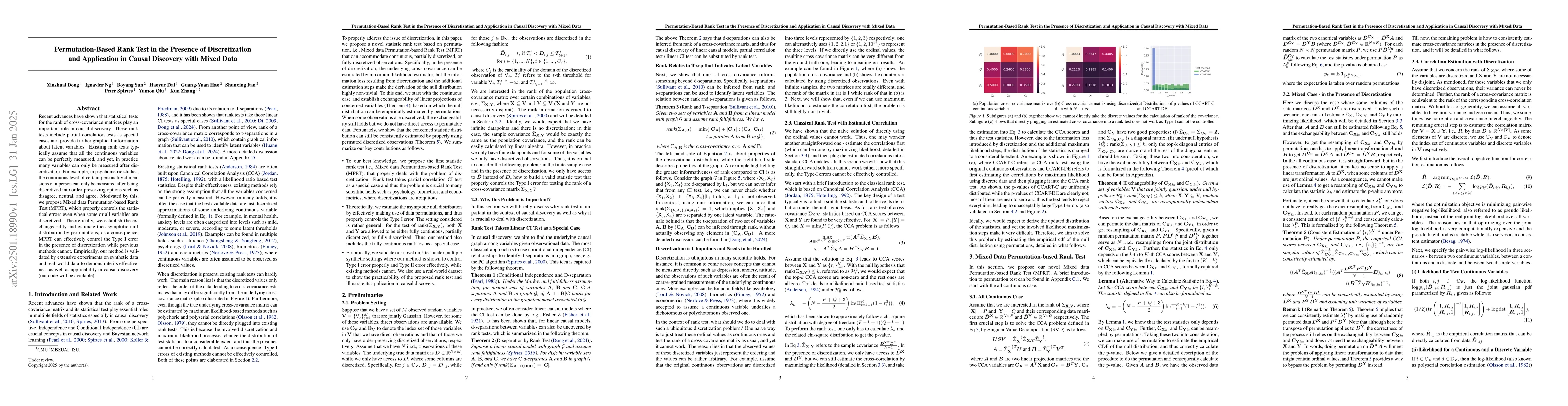Thumbnail for Permutation-Based Rank Test in the Presence of Discretization and
  Application in Causal Discovery with Mixed Data