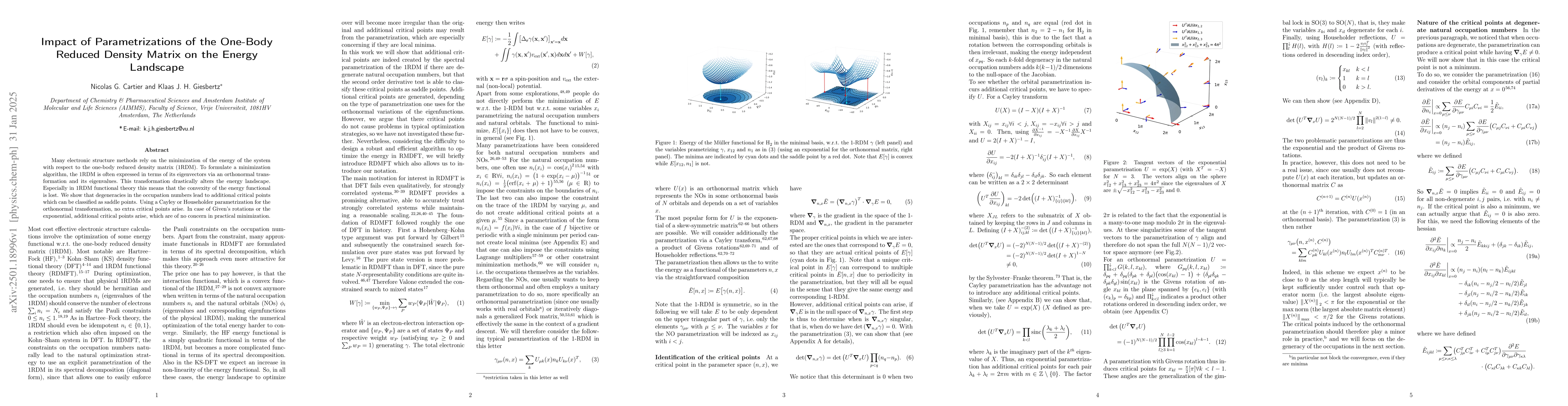 Thumbnail for Impact of Parametrizations of the One-Body Reduced Density Matrix on the
  Energy Landscape
