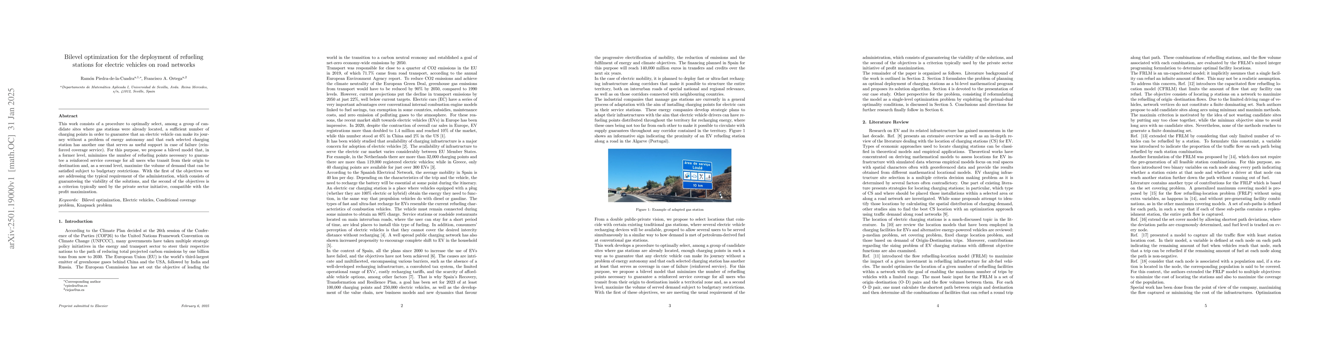 Thumbnail for Bilevel optimization for the deployment of refuelling stations for
  electric vehicles on road networks