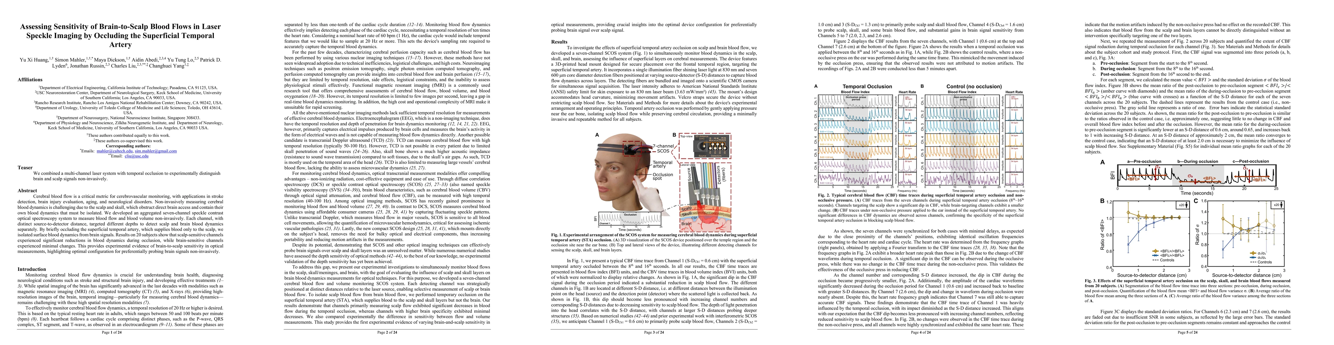 Thumbnail for Assessing Sensitivity of Brain-to-Scalp Blood Flows in Laser Speckle
  Imaging by Occluding the Superficial Temporal Artery