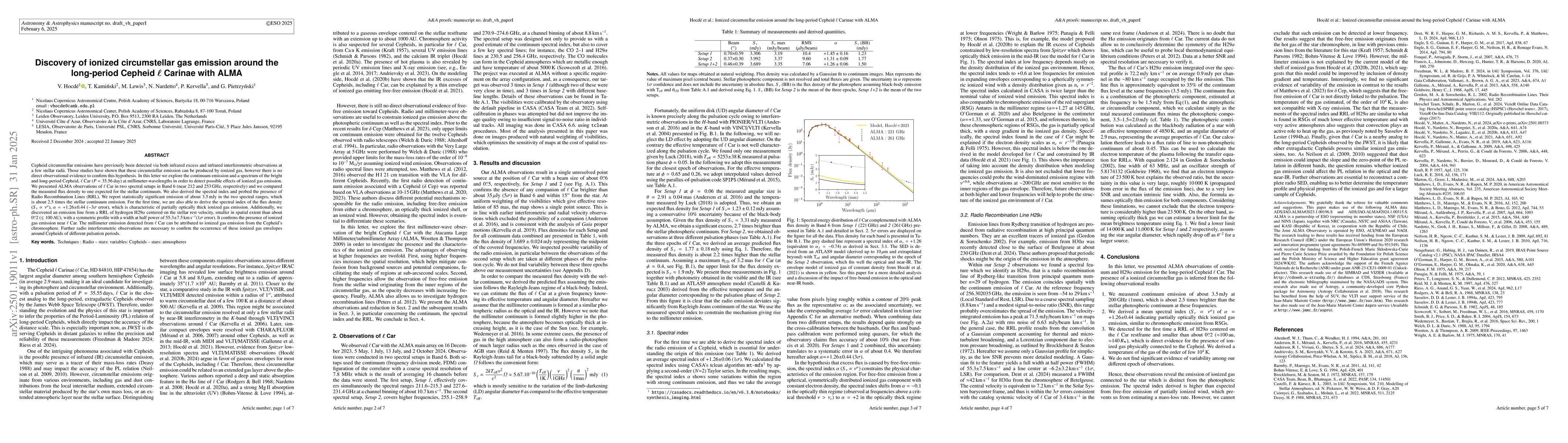 Thumbnail for Discovery of ionized circumstellar gas emission around the long-period
  Cepheid $\ell$ Carinae with ALMA
