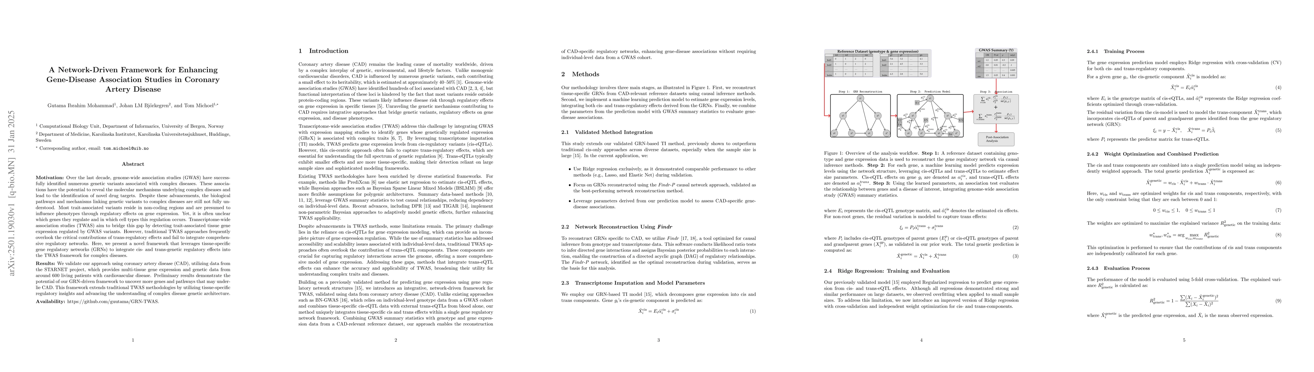 Thumbnail for A network-driven framework for enhancing gene-disease association
  studies in coronary artery disease