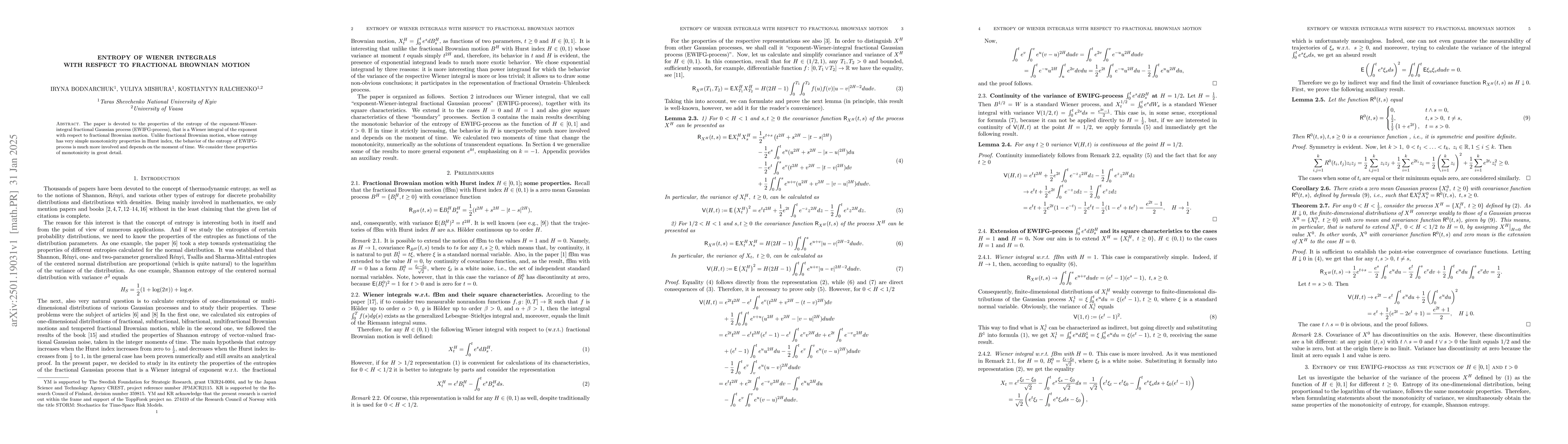 Thumbnail for Entropy of Wiener integrals with respect to fractional Brownian motion