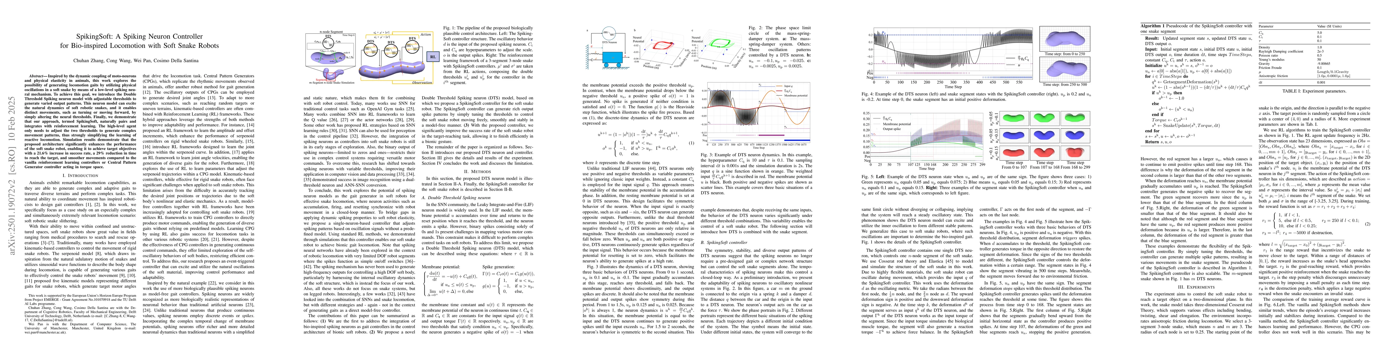 Thumbnail for SpikingSoft: A Spiking Neuron Controller for Bio-inspired Locomotion
  with Soft Snake Robots