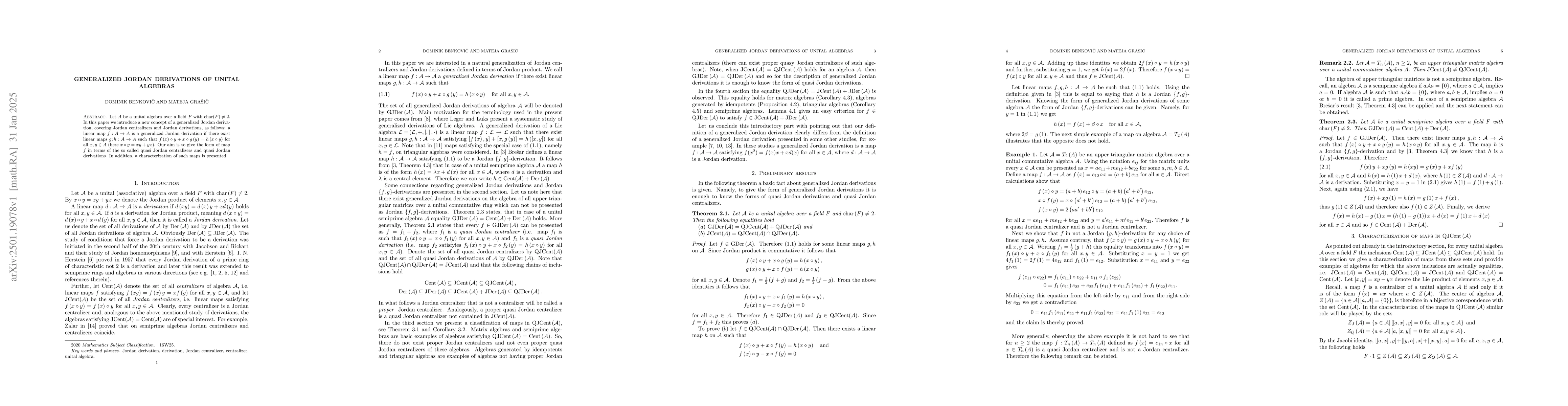 Thumbnail for Generalized Jordan derivations of unital algebras