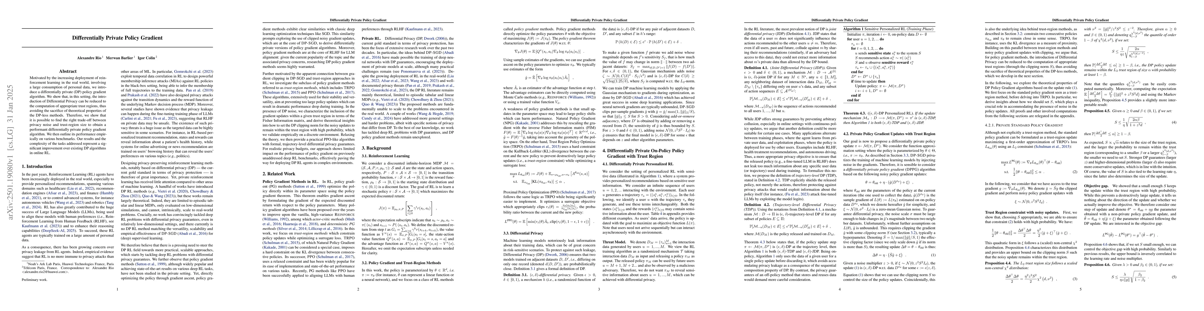 Thumbnail for Differentially Private Policy Gradient