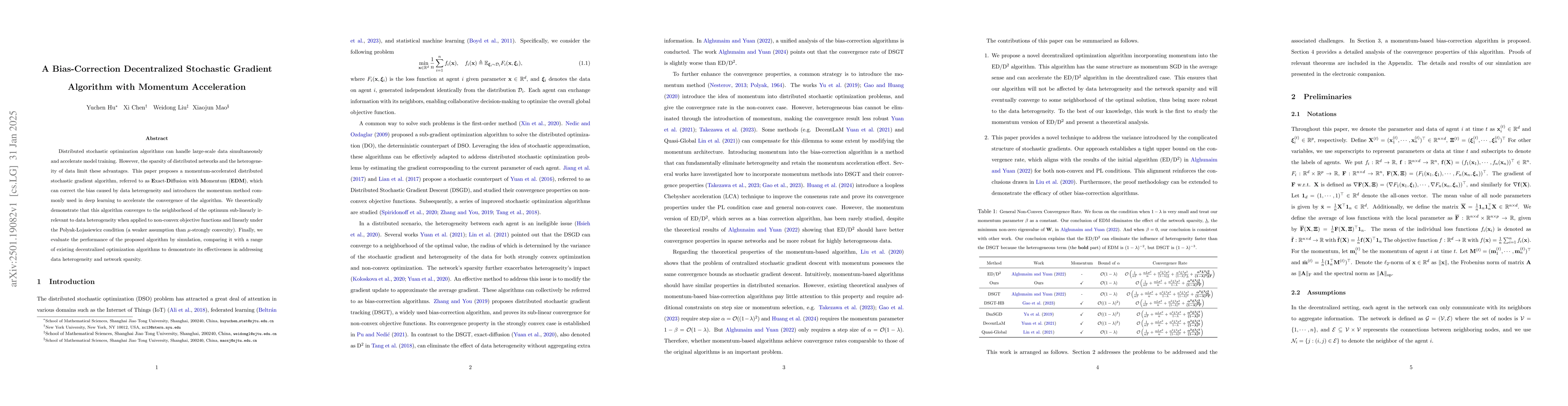Thumbnail for A Bias-Correction Decentralized Stochastic Gradient Algorithm with
  Momentum Acceleration