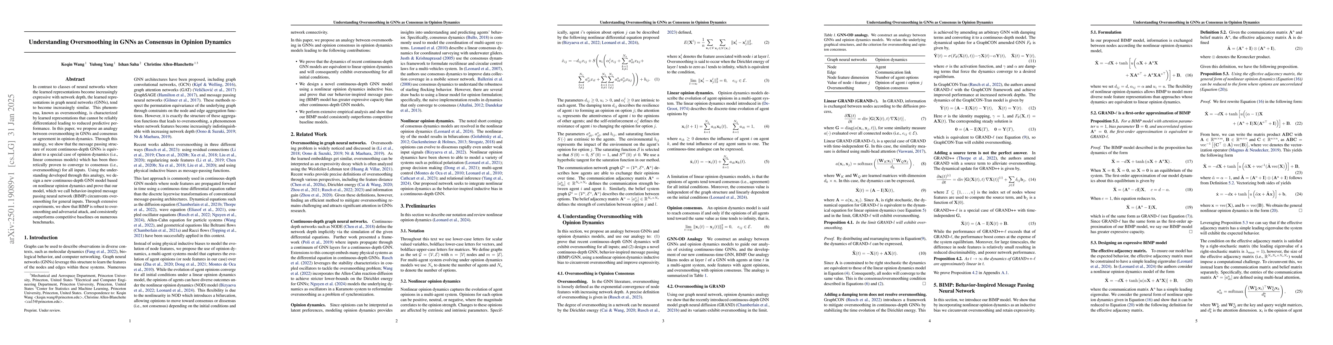 Thumbnail for Understanding Oversmoothing in GNNs as Consensus in Opinion Dynamics