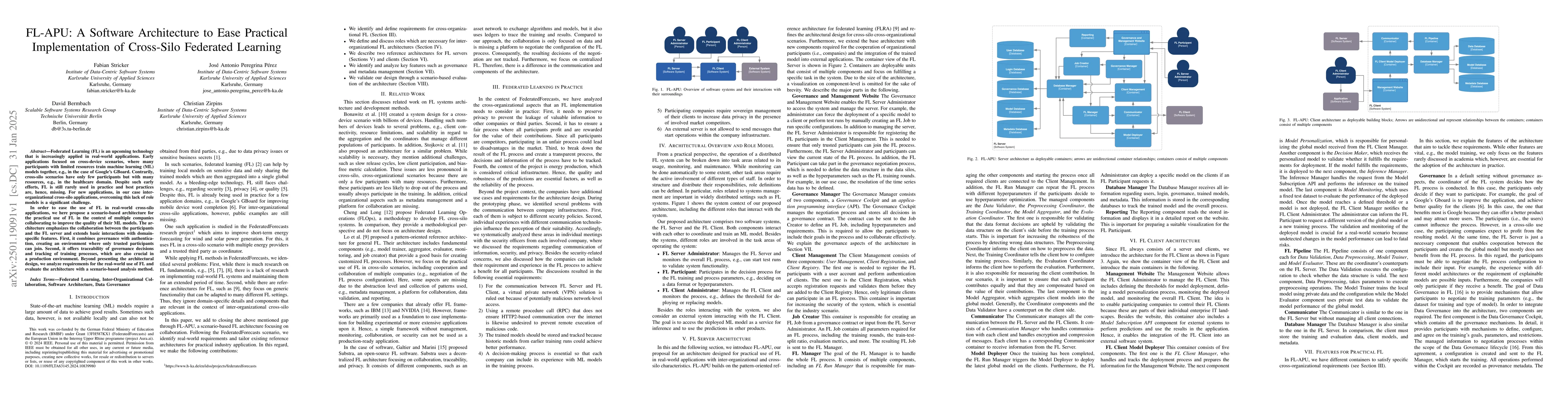 Thumbnail for FL-APU: A Software Architecture to Ease Practical Implementation of
  Cross-Silo Federated Learning