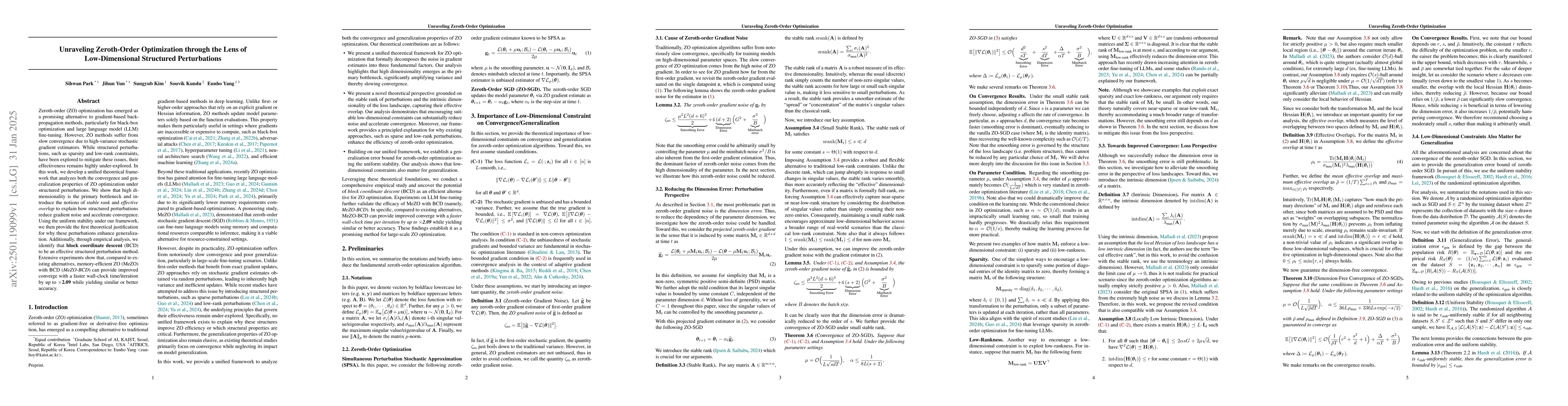Thumbnail for Unraveling Zeroth-Order Optimization through the Lens of Low-Dimensional
  Structured Perturbations