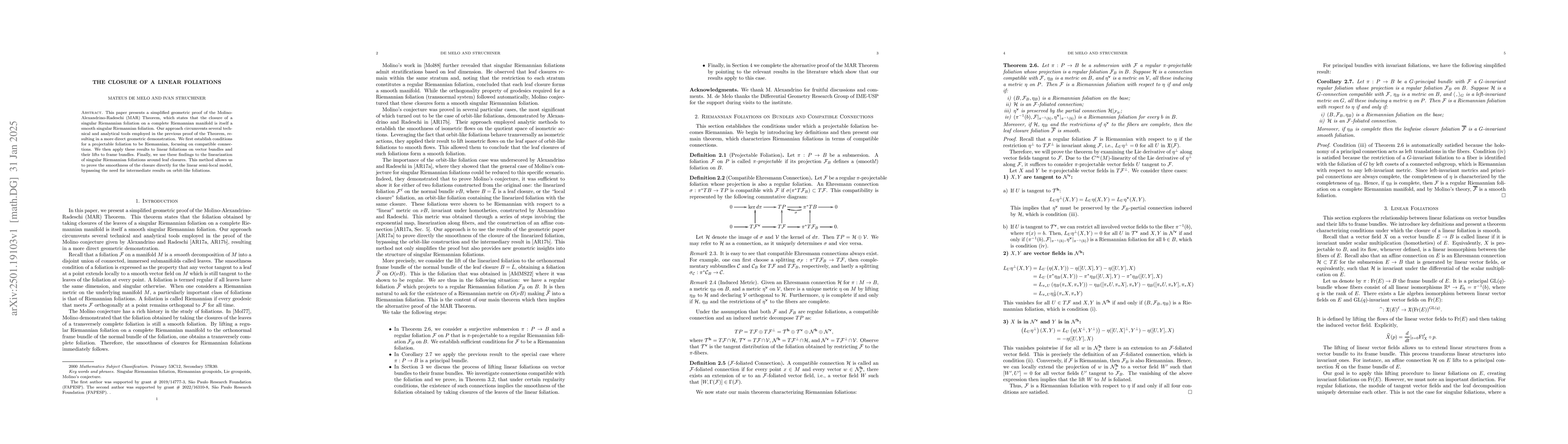 Thumbnail for The closure of linear foliations