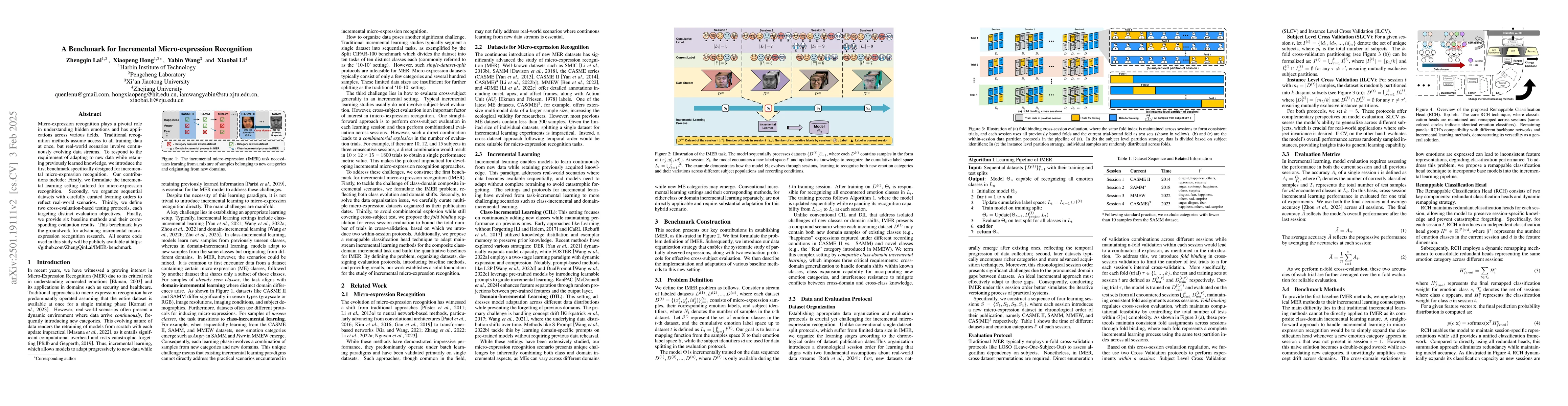 Thumbnail for A Benchmark for Incremental Micro-expression Recognition