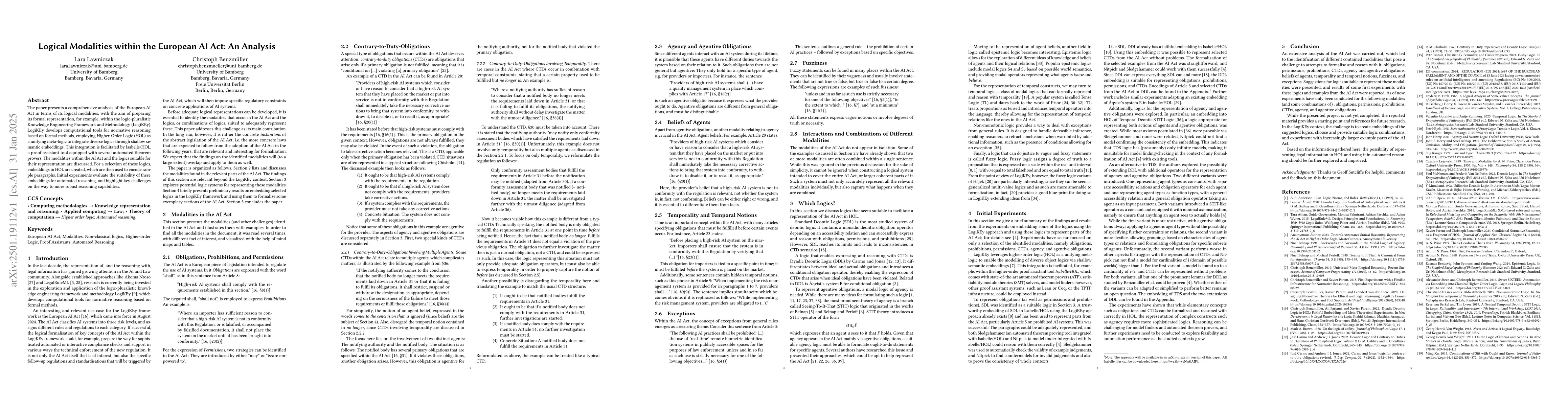 Thumbnail for Logical Modalities within the European AI Act: An Analysis
