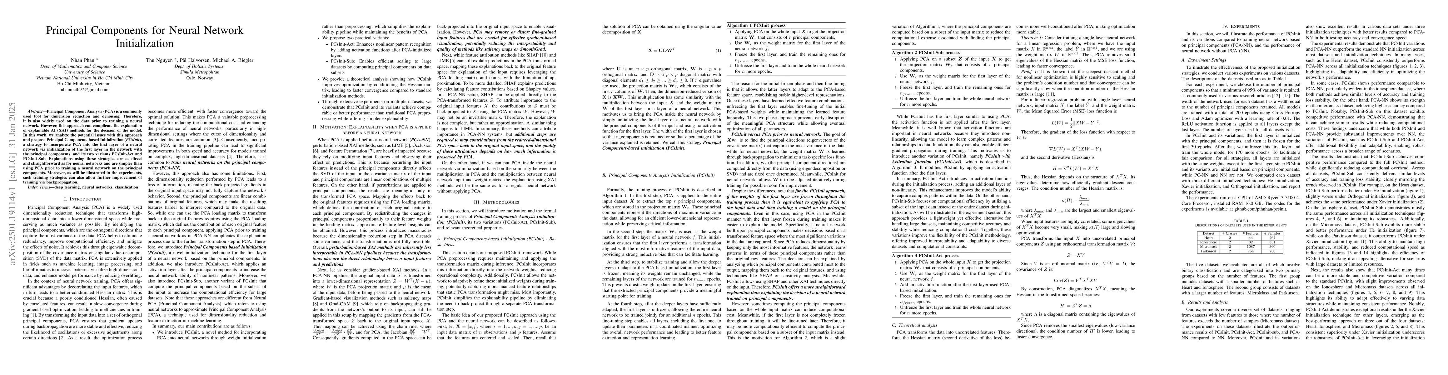 Thumbnail for Principal Components for Neural Network Initialization