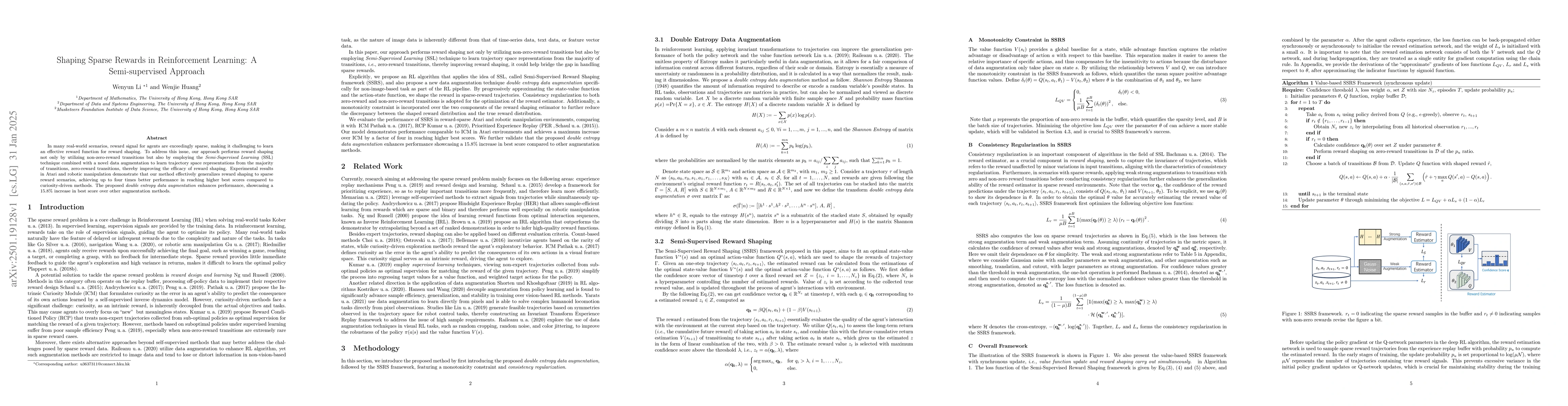 Thumbnail for Shaping Sparse Rewards in Reinforcement Learning: A Semi-supervised
  Approach