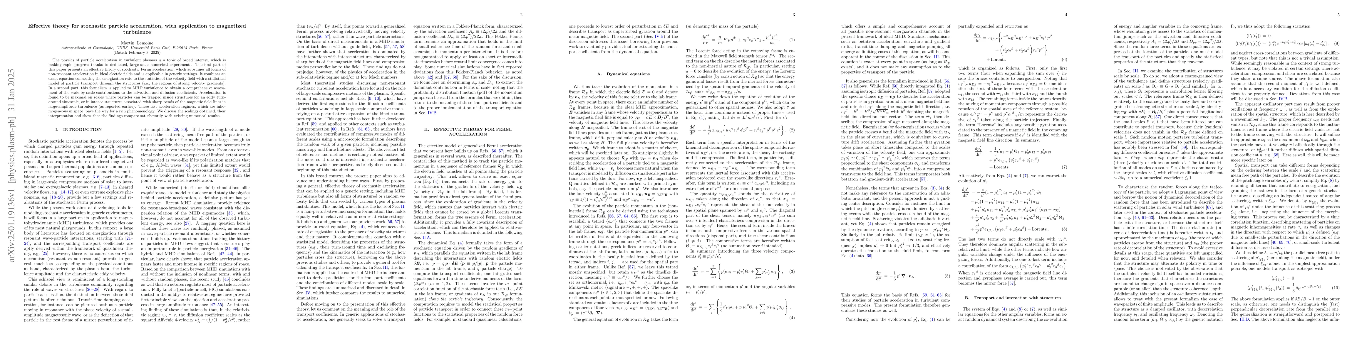 Thumbnail for Effective theory for stochastic particle acceleration, with application
  to magnetized turbulence
