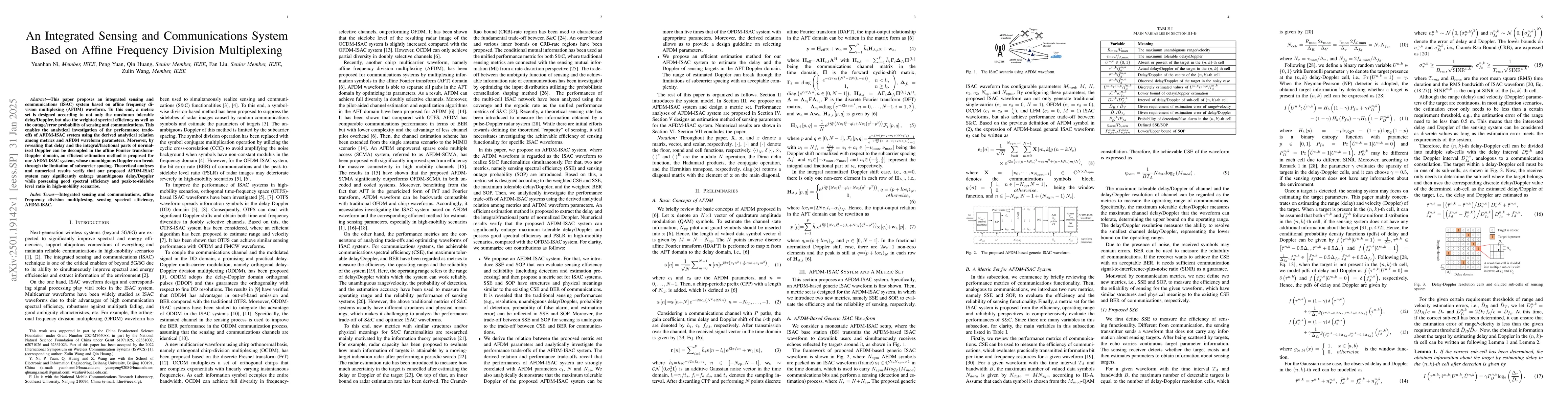 Thumbnail for An Integrated Sensing and Communications System Based on Affine
  Frequency Division Multiplexing