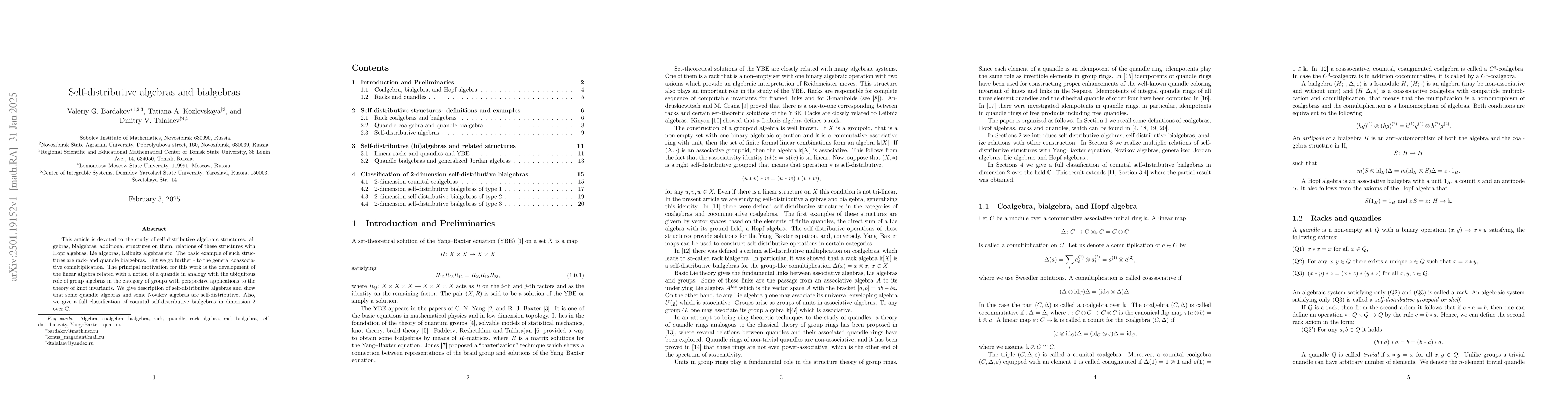 Thumbnail for Self-distributive algebras and bialgebras
