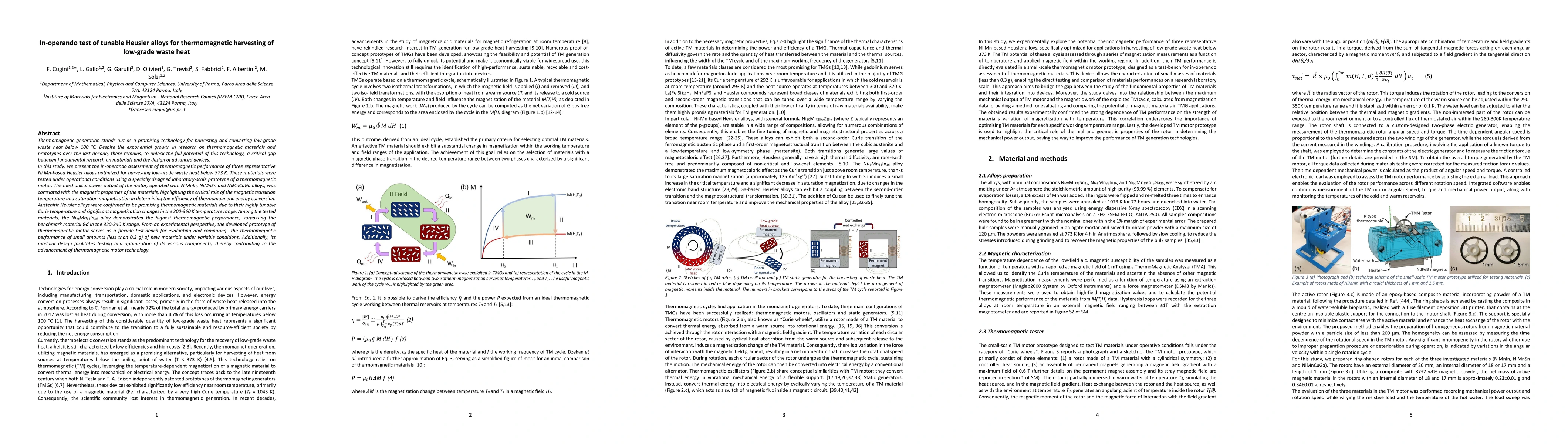 Thumbnail for In-operando test of tunable Heusler alloys for thermomagnetic harvesting
  of low-grade waste heat