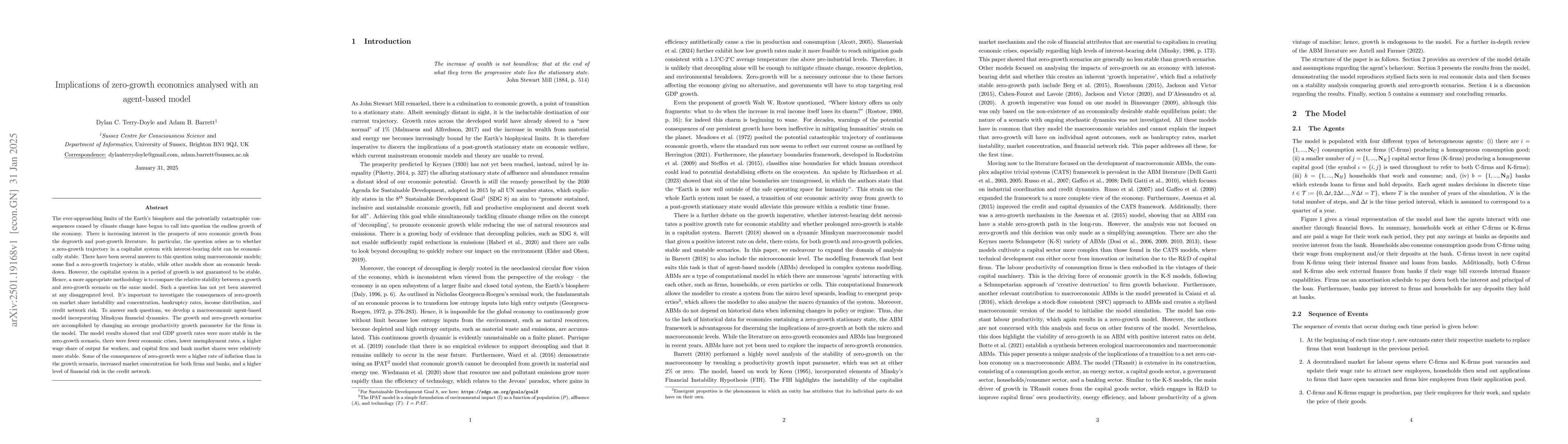 Thumbnail for Implications of zero-growth economics analysed with an agent-based model