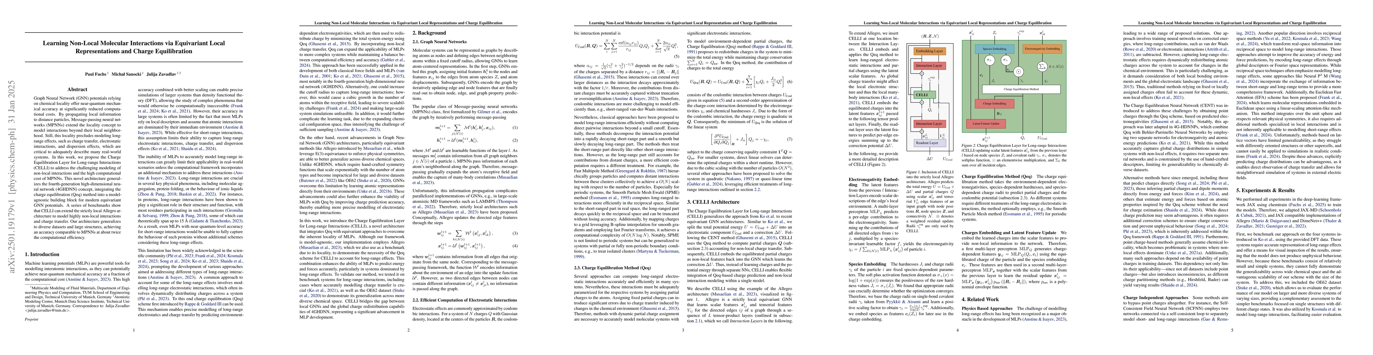 Thumbnail for Learning Non-Local Molecular Interactions via Equivariant Local
  Representations and Charge Equilibration