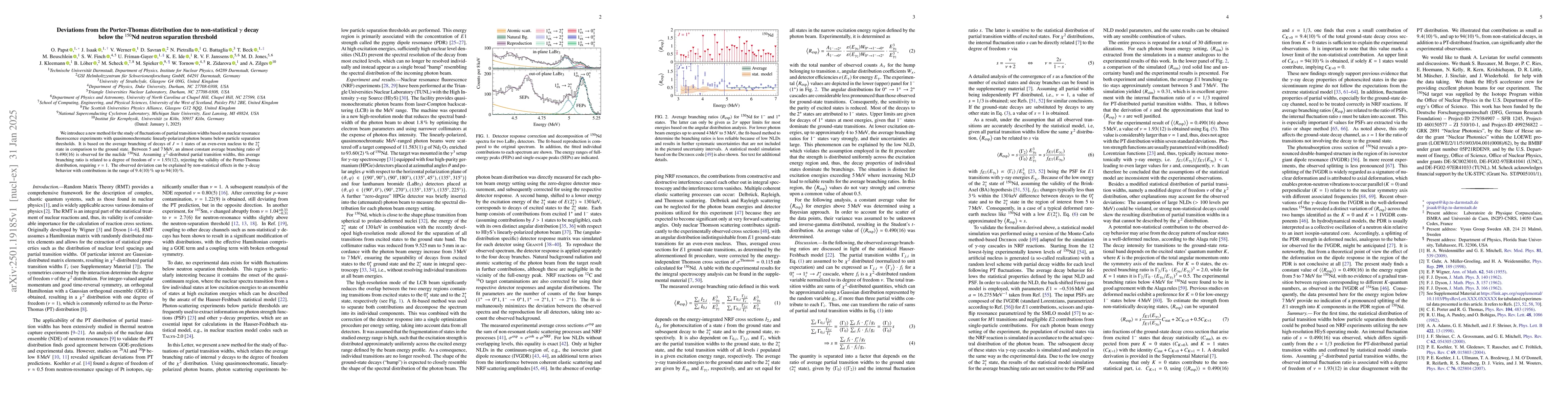 Thumbnail for Deviations from the Porter-Thomas distribution due to non-statistical
  $γ$ decay below the $^{150}$Nd neutron separation threshold