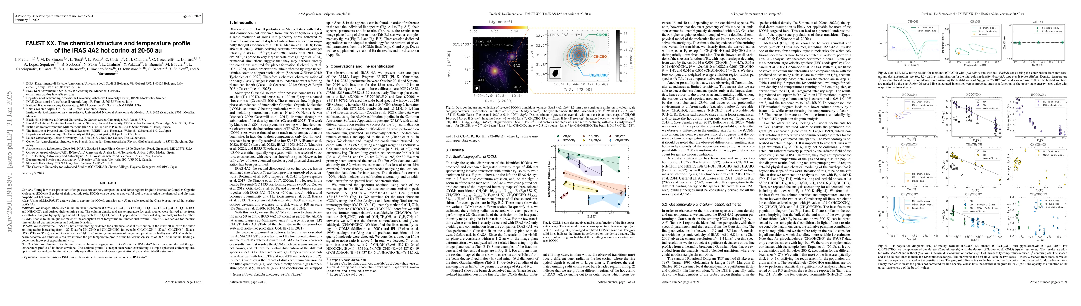 Thumbnail for FAUST XX. The chemical structure and temperature profile of the IRAS 4A2
  hot corino at 20-50 au