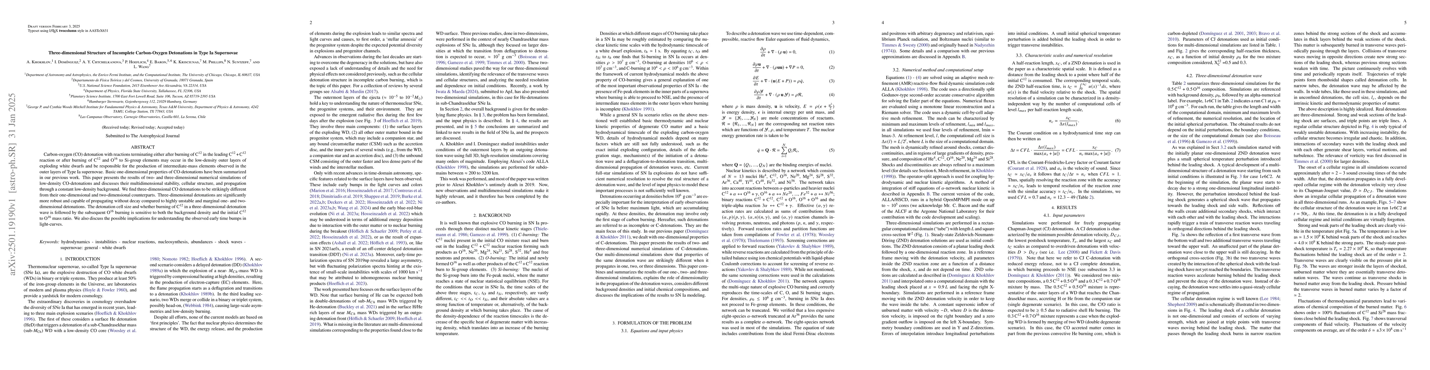 Thumbnail for Three-dimensional Structure of Incomplete Carbon-Oxygen Detonations in
  Type Ia Supernovae