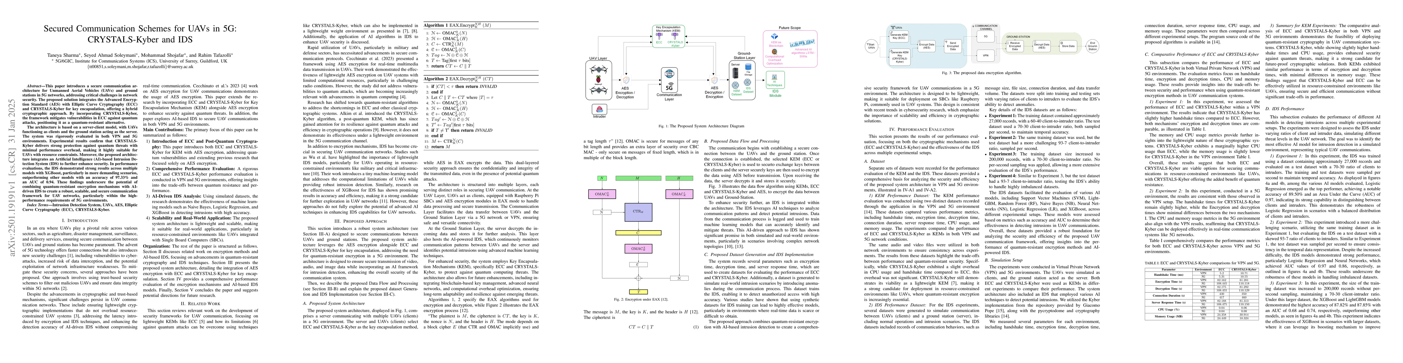 Thumbnail for Secured Communication Schemes for UAVs in 5G: CRYSTALS-Kyber and IDS