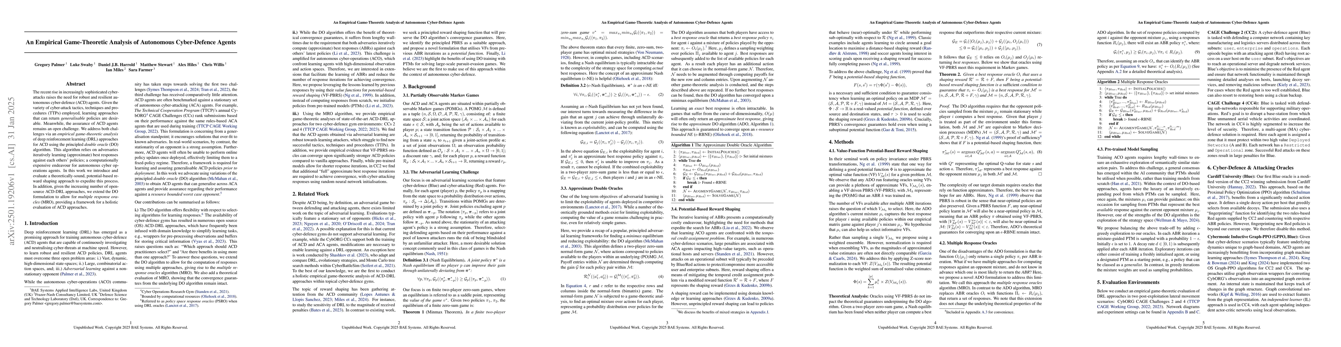 Thumbnail for An Empirical Game-Theoretic Analysis of Autonomous Cyber-Defence Agents