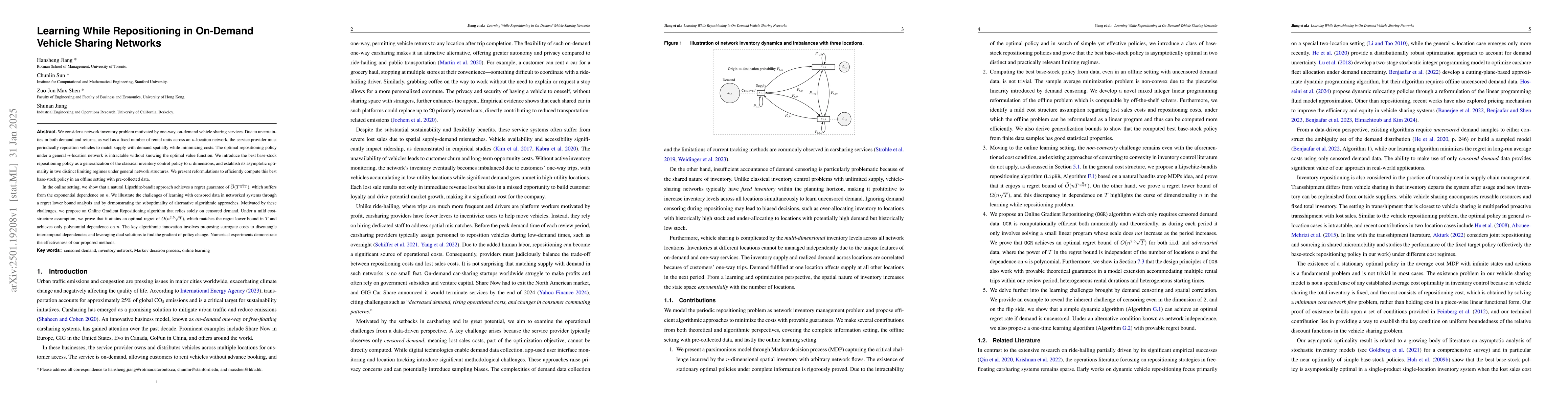 Thumbnail for Learning While Repositioning in On-Demand Vehicle Sharing Networks