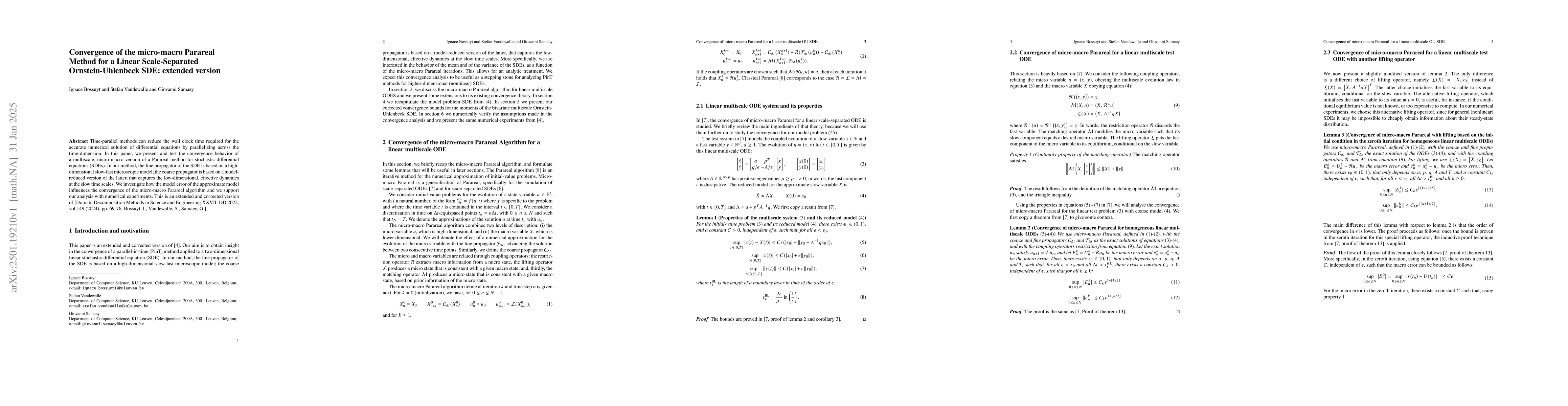 Thumbnail for Convergence of the micro-macro Parareal Method for a Linear
  Scale-Separated Ornstein-Uhlenbeck SDE: extended version