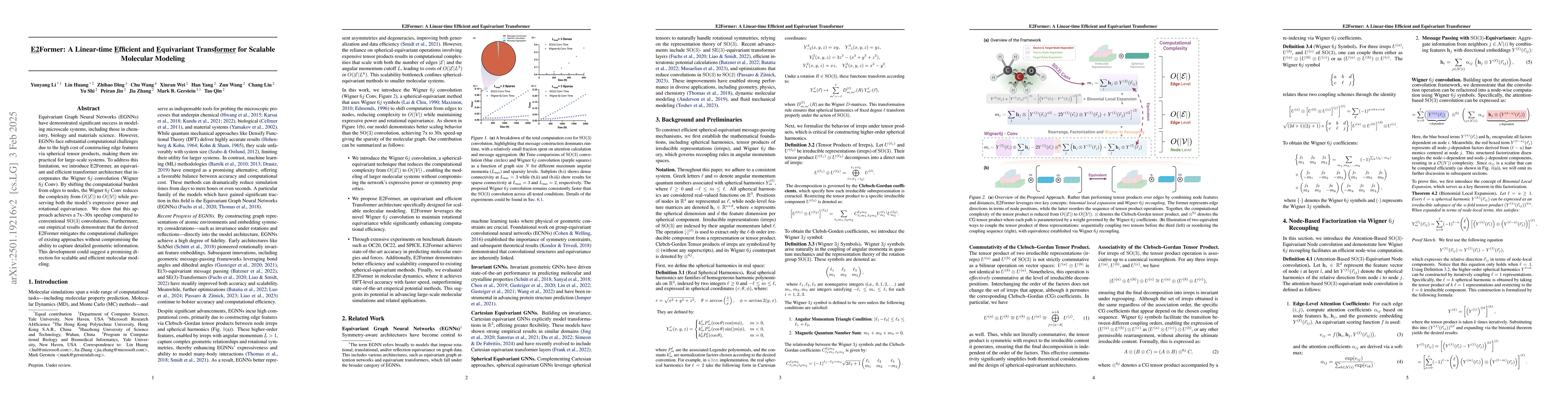 Thumbnail for \underline{E2}Former: A Linear-time \underline{E}fficient and
  \underline{E}quivariant Trans\underline{former} for Scalable Molecular
  Modeling